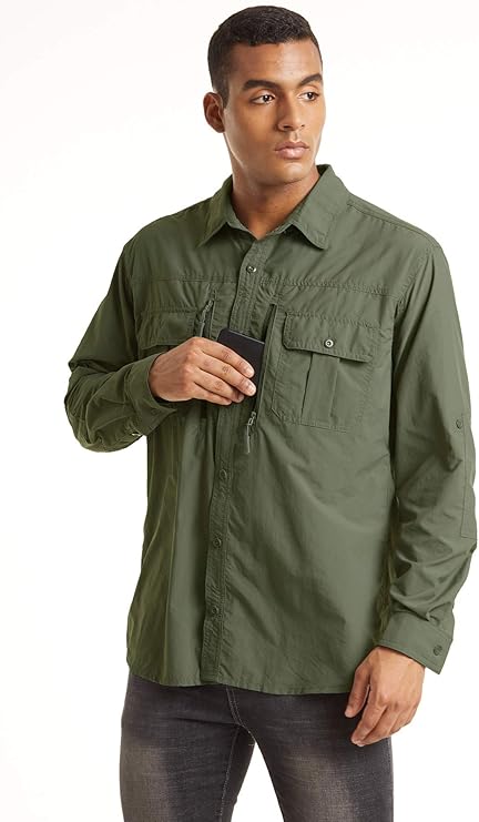 Men’s Long Sleeve Fishing Shirt - Quick Dry Tactical Work Shirt Biggreenbear.com Big Green Bear