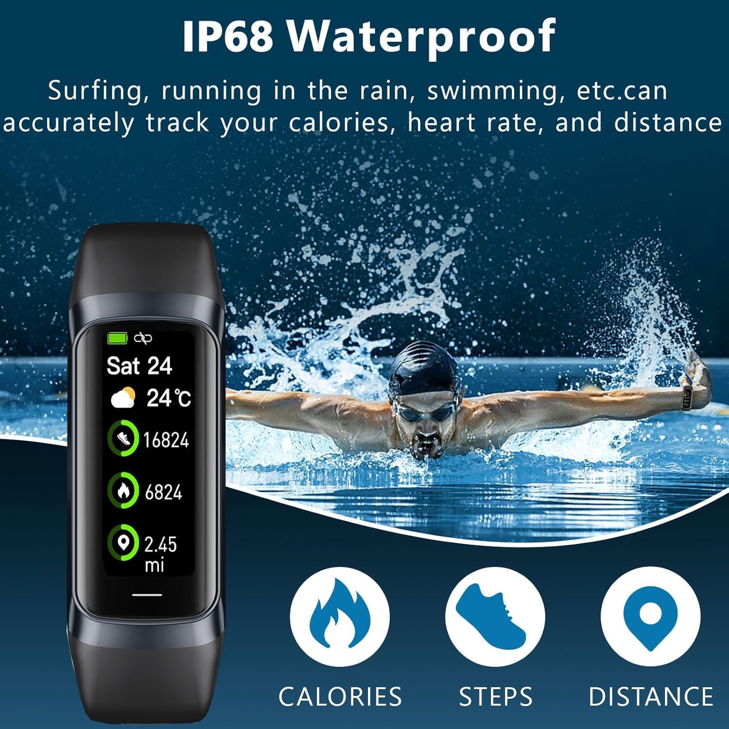 Waterproof Smart Watch,1.10'' Touch Screen, Step Counter Health Activity Tracker -  BigGreenBear.com cell phone 39.99 USD Big Green Bear