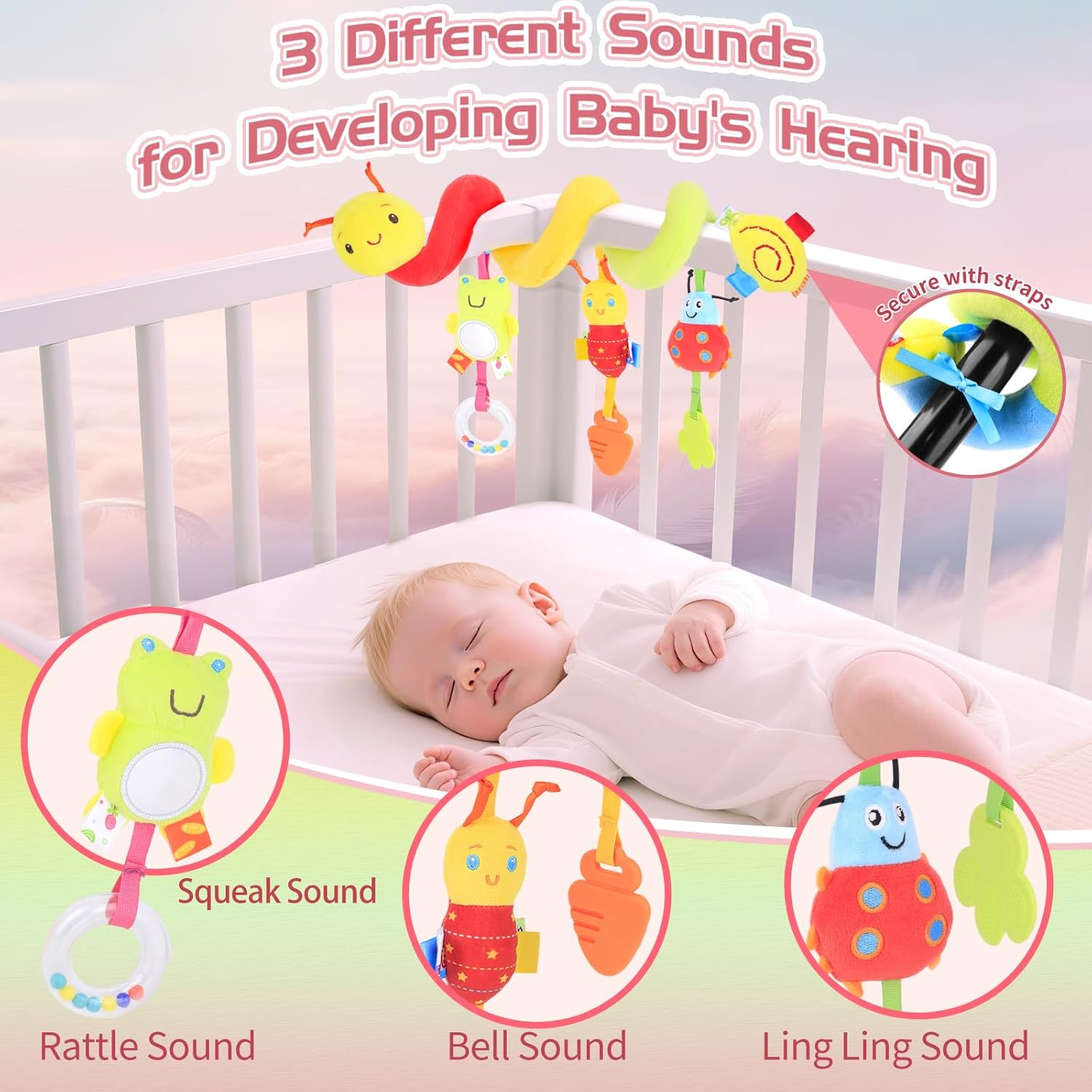 NEW!  Colorful Caterpillar with Detachable Rattles Car Seat Toys for Babies 0-6 -  BigGreenBear.com Toys 19.99 USD Big Green Bear