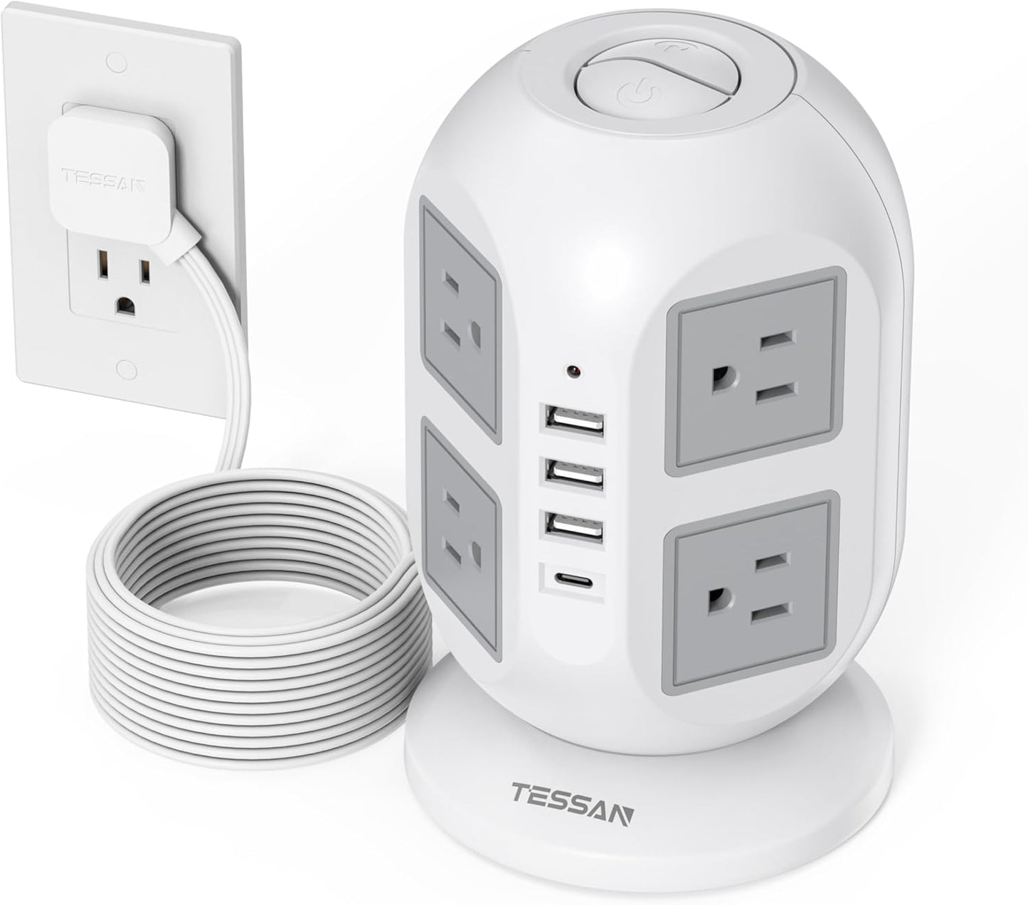 Tower Surge Protector Power Strip 10 ft, Multiple Outlets -  BigGreenBear.com cell phone 29.95 USD Big Green Bear