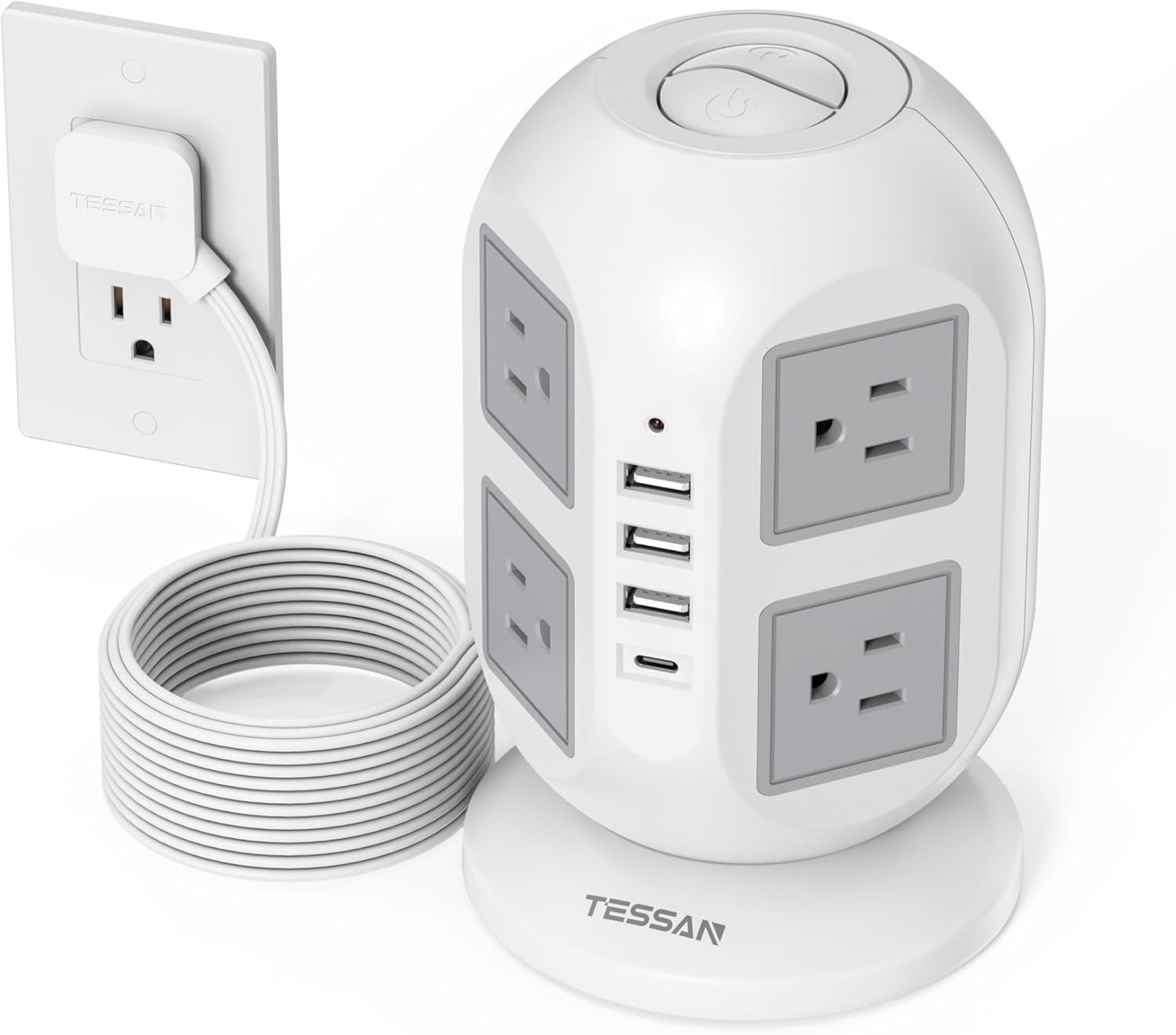 Tower Surge Protector Power Strip 10 ft, Multiple Outlets -  BigGreenBear.com cell phone 29.95 USD Big Green Bear