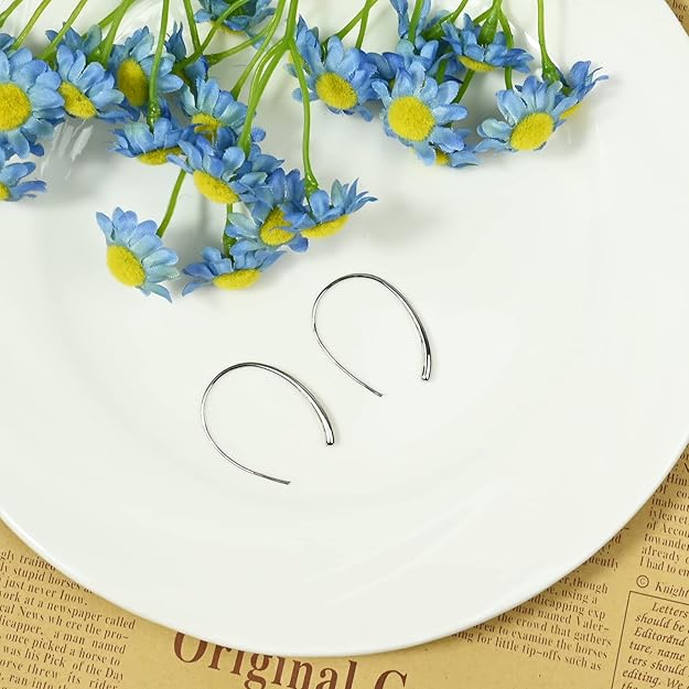 Handmade Pull Through Earrings 925 Sterling Silver Hypoallergenic Hoop -  BigGreenBear.com jewelry 19.99 USD Big Green Bear