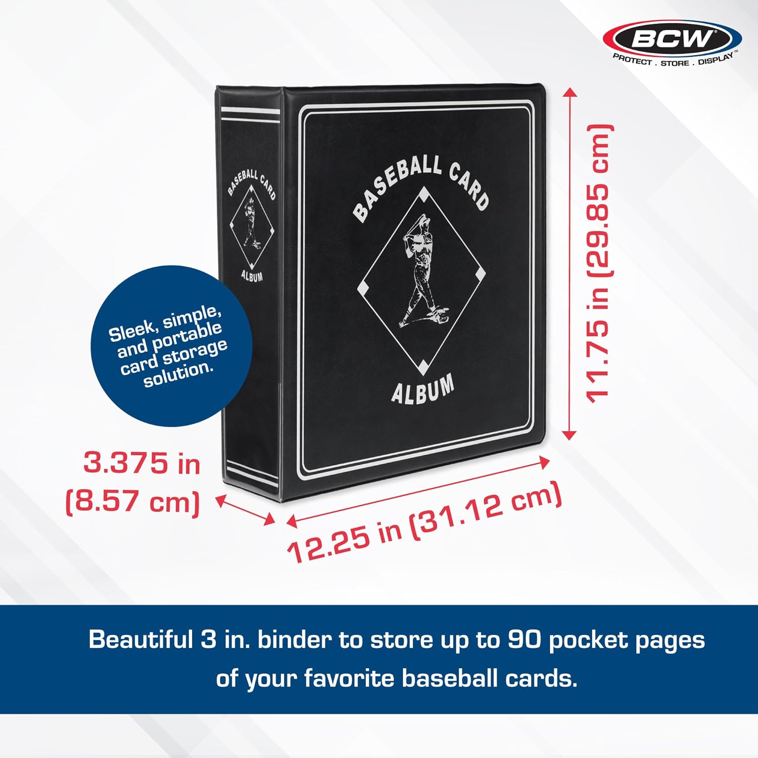 BCW Supplies 3" Baseball Album - Black | Premium Durable Binder for 90 Baseball Cards -  BigGreenBear.com Baseball cards 17.99 USD Big Green Bear
