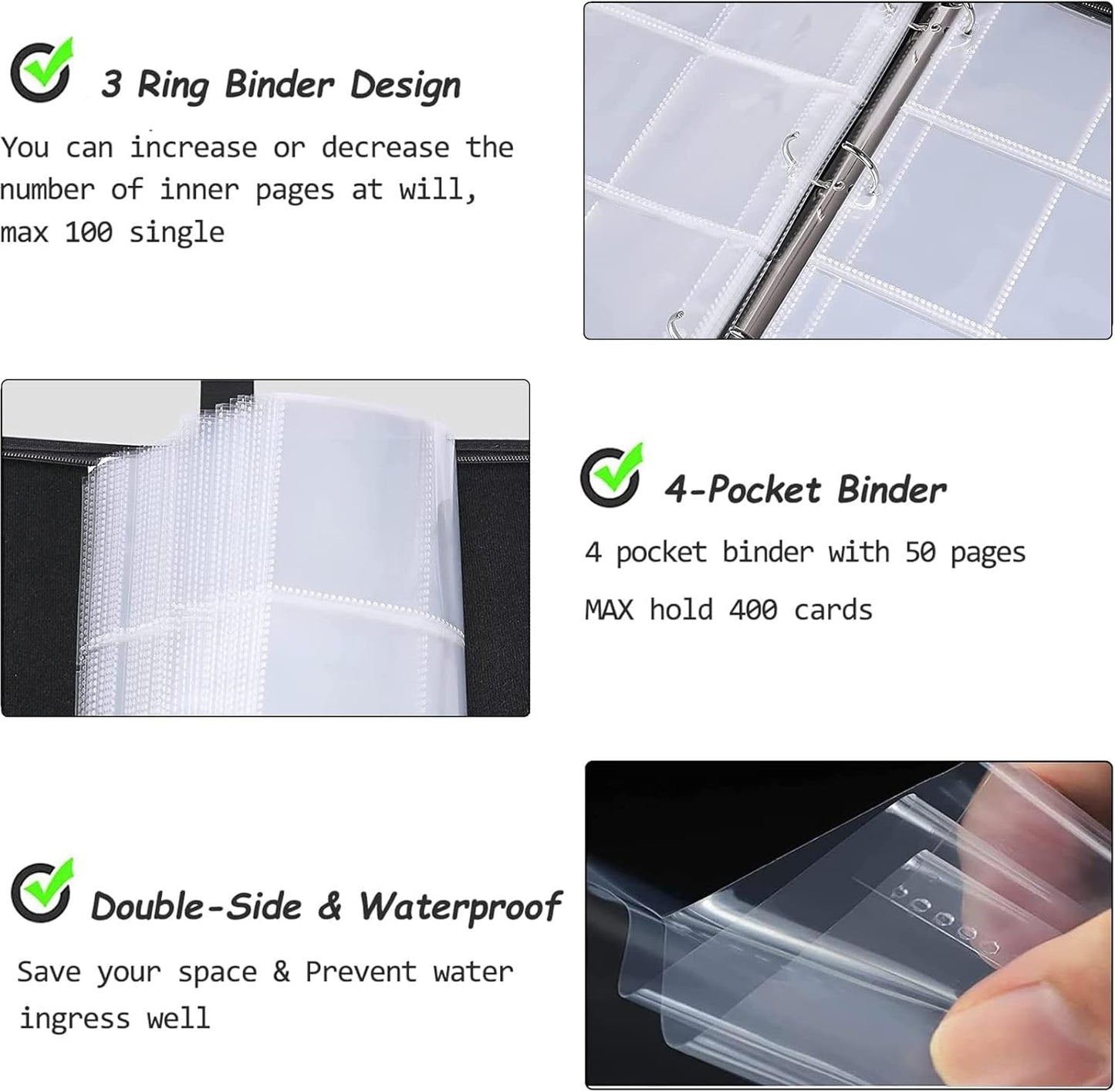 Basketball Card Binder 4 Pocket, Trading Card Binder with Sleeves Fits 400 Cards -  BigGreenBear.com Basketball cards 14.99 USD Big Green Bear