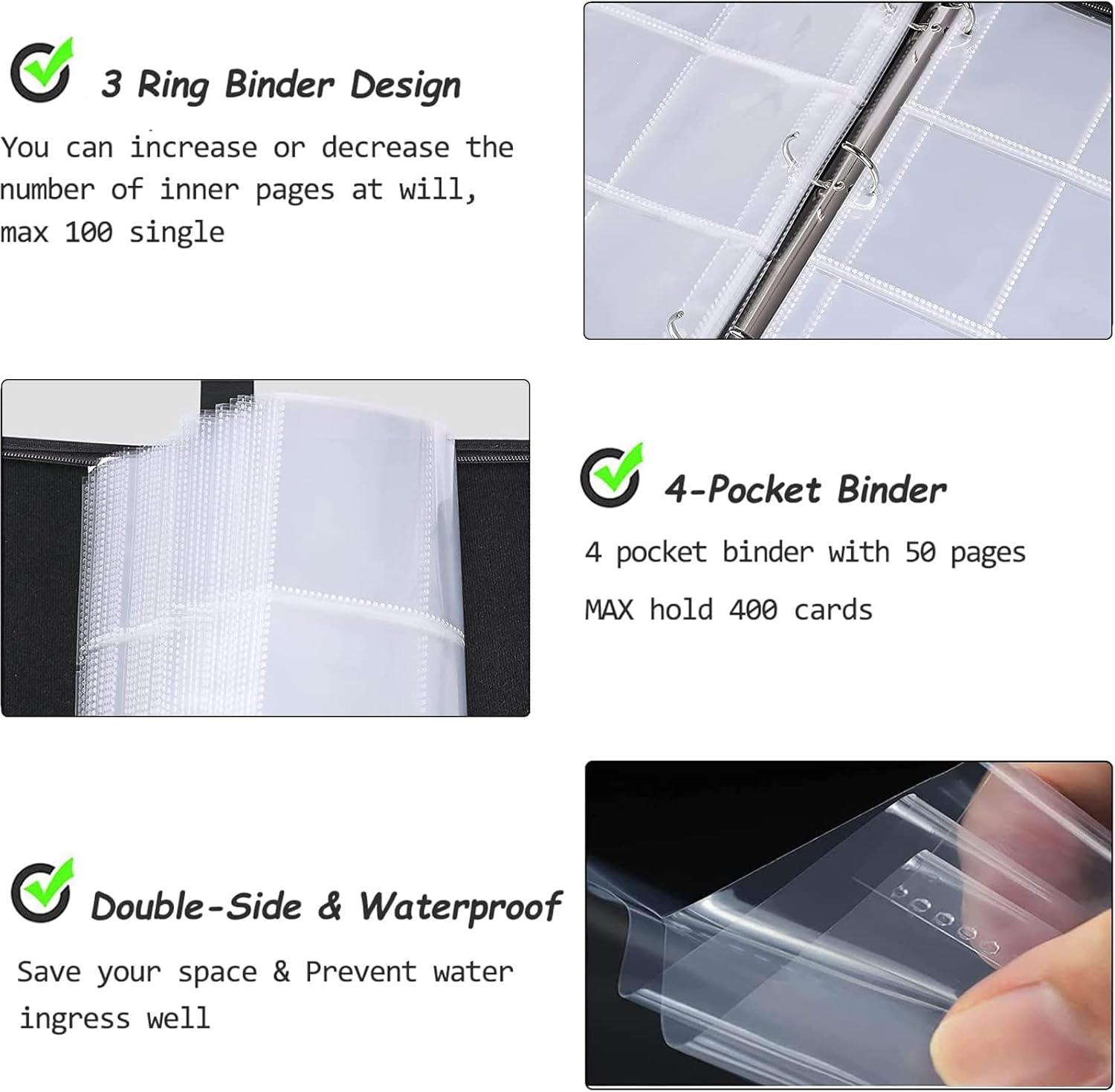 Basketball Card Binder 4 Pocket, Trading Card Binder with Sleeves Fits 400 Cards -  BigGreenBear.com Basketball cards 14.99 USD Big Green Bear