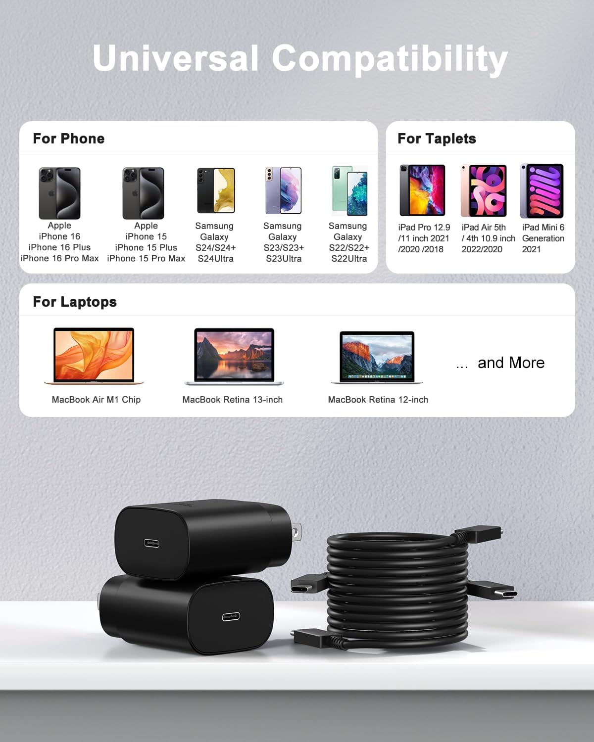 Type C Charger Fast Charging for iPhone 16 15, 2Pack with 6Ft USB C Cable -  BigGreenBear.com cell phone 14.35 USD Big Green Bear