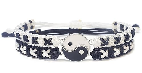 Matching Yin Yang Friendship Bracelets for 2 – Adjustable Cord BFF Bracelets -  BigGreenBear.com jewelry 15.55 USD Big Green Bear