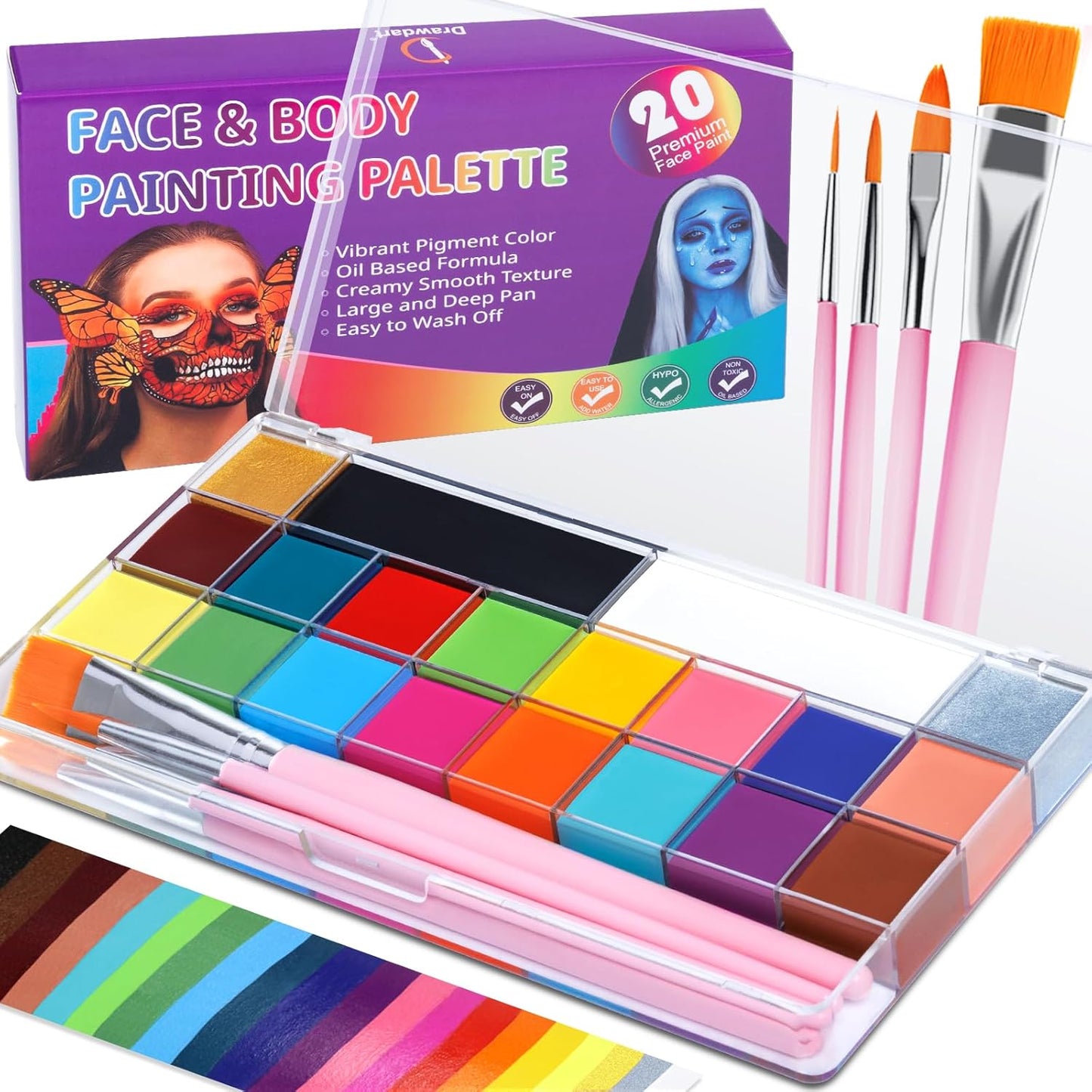 Face Body Paint Kit, 20 Colors Oil Based Painting Palette