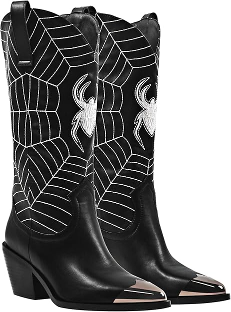 Women's Mid Calf Cowgirl Boots Embroidered Block Chunky Heel -  BigGreenBear.com boots 89.99 USD Big Green Bear