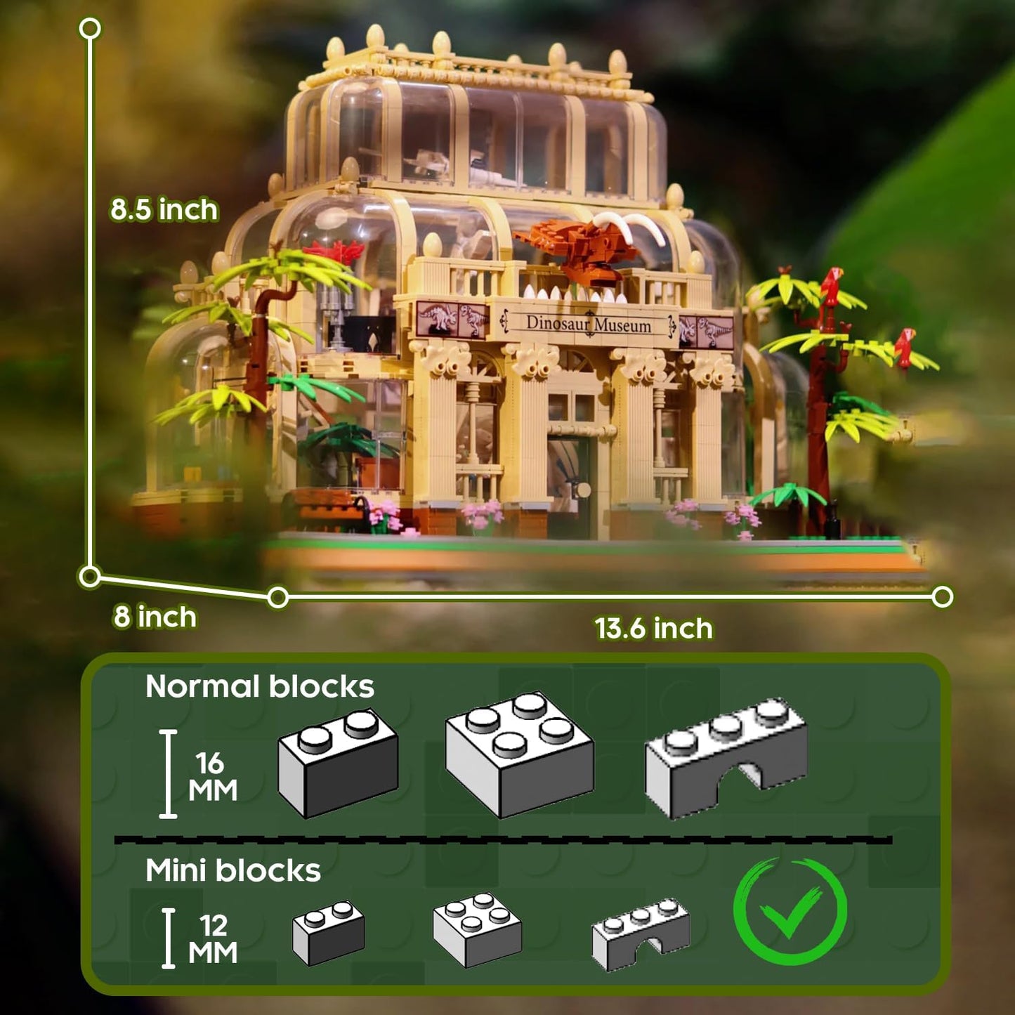 Dinosaur Museum Toy with Led Light, Jurassic World Dino Fossils Building Block Kit