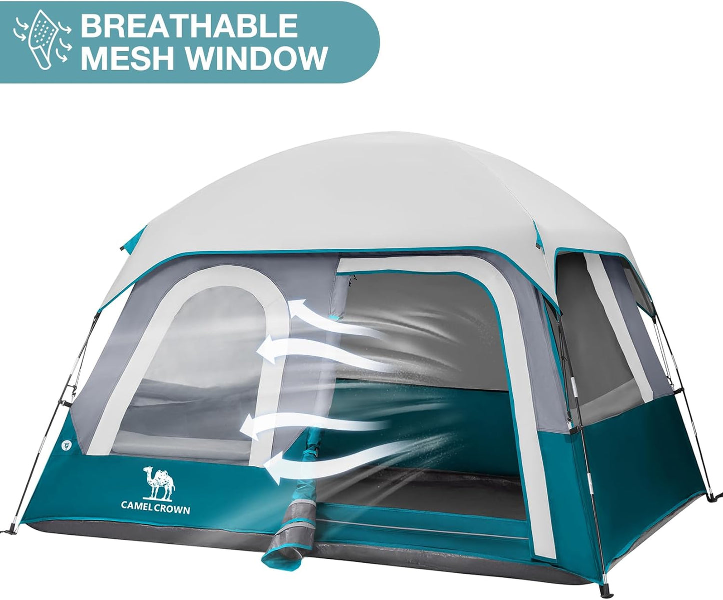 Steel Blue CAMEL CROWN 6-Person Waterproof Camping Tent with 2000mm PU coating for hiking and outdoor adventure.