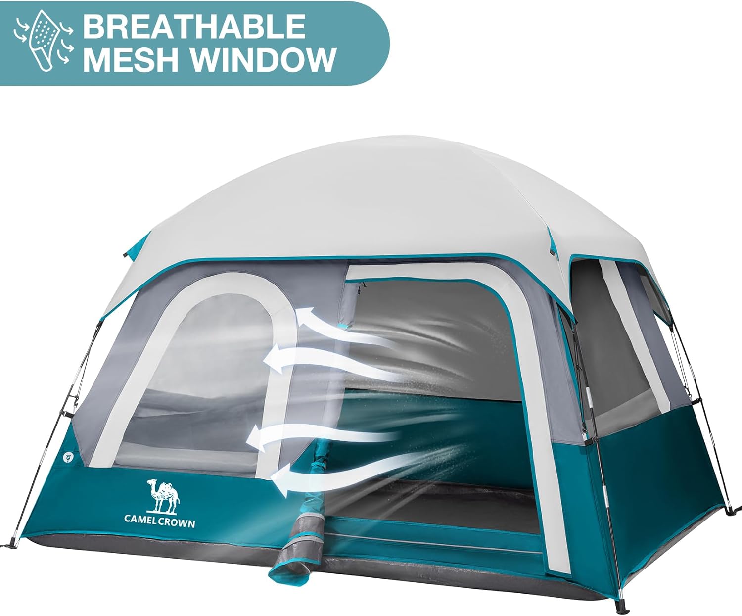 Steel Blue CAMEL CROWN 6-Person Waterproof Camping Tent with 2000mm PU coating for hiking and outdoor adventure.