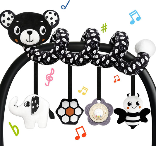 CUTE Car Seat Toys for Babies 0-6 Months, Hanging Rattle Toys for Crib Mobile