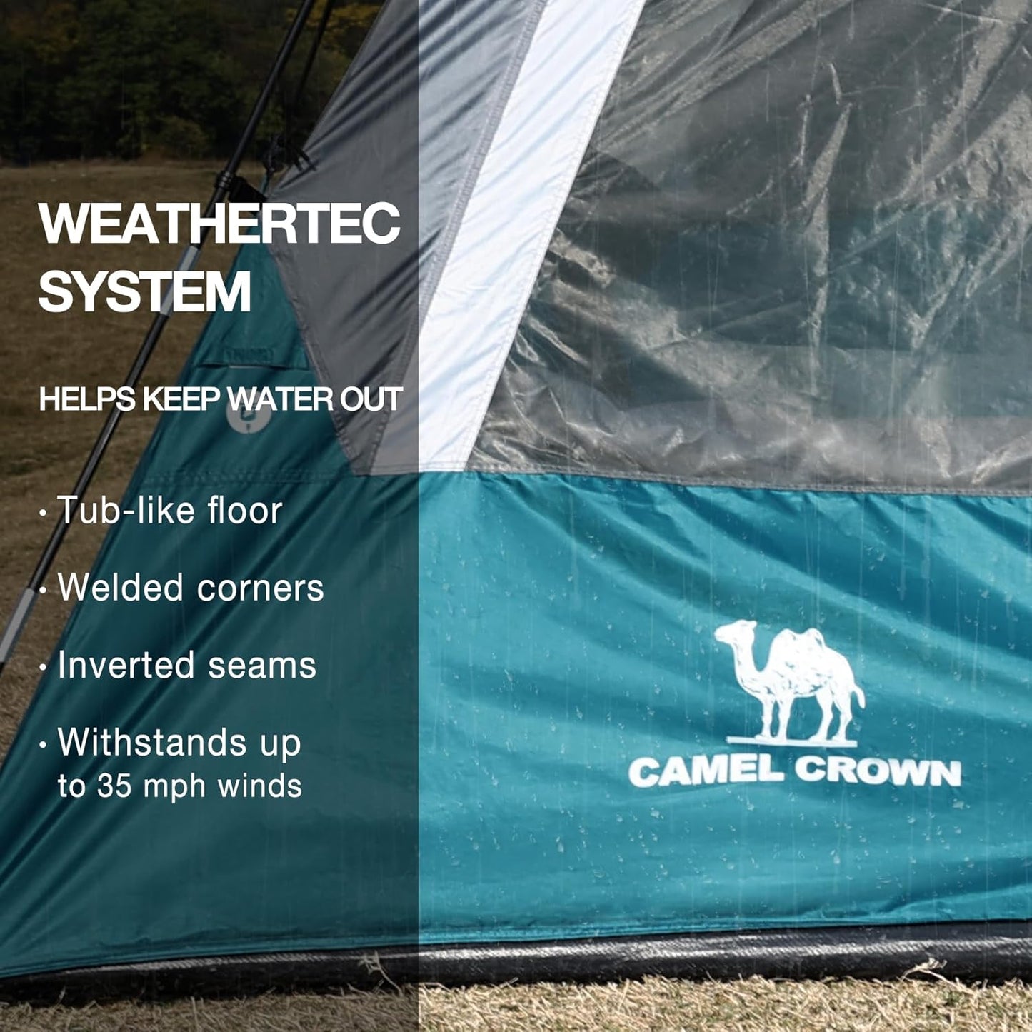 Close-up of 150D Oxford fabric with 2000mm PU waterproof coating on CAMEL CROWN tent.