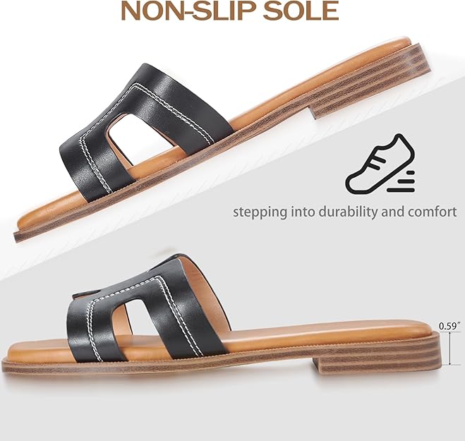 Womens Sandals Slip On Fashion Flat Sandals: Black -  BigGreenBear.com clothing 19.99 USD Big Green Bear