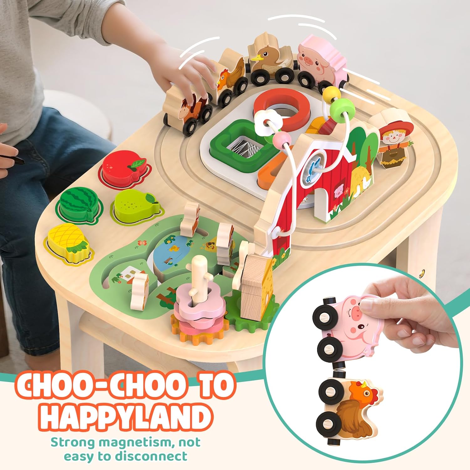 Activity Table for 1 Year Old, Baby Wooden Sensory Table -  BigGreenBear.com BABY TOYS 69.99 USD Big Green Bear