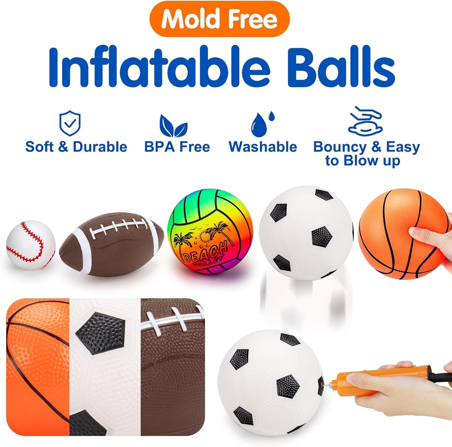 NEW! 5 Pack Sports Balls Set for Kids with Bag Balls for Toddlers 1-3 -  BigGreenBear.com Toys 24.30 USD Big Green Bear