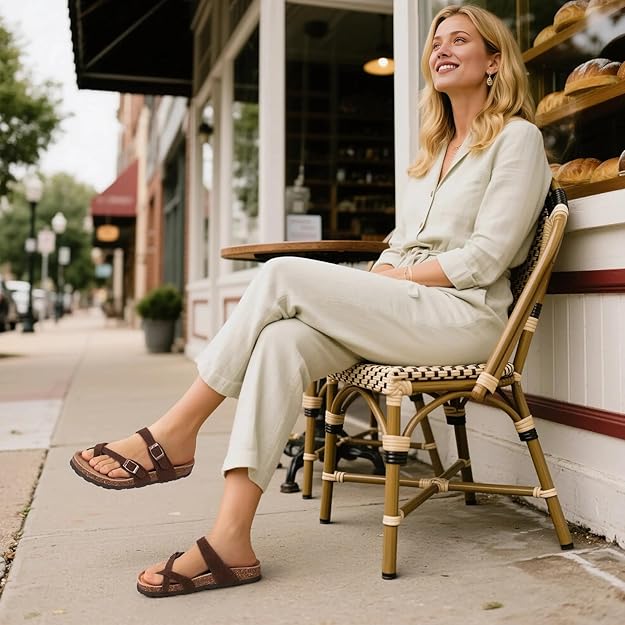 Women's Genuine Suede Cork Footbed Sandals -  BigGreenBear.com clothing 29.99 USD Big Green Bear