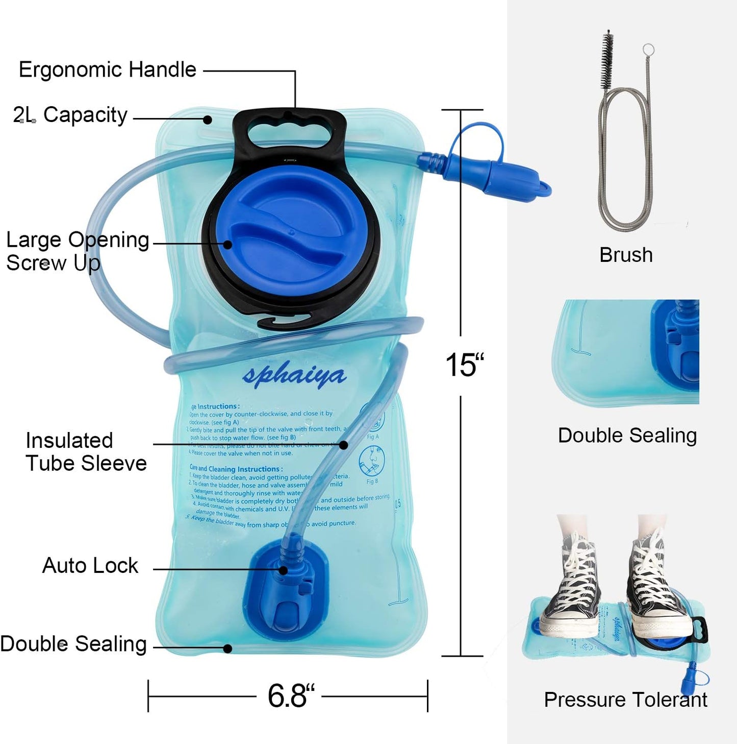 2-Pack 2L & 3L Hydration Bladder with Cleaning Brush Kit Biggreenbear.com Big Green Bear