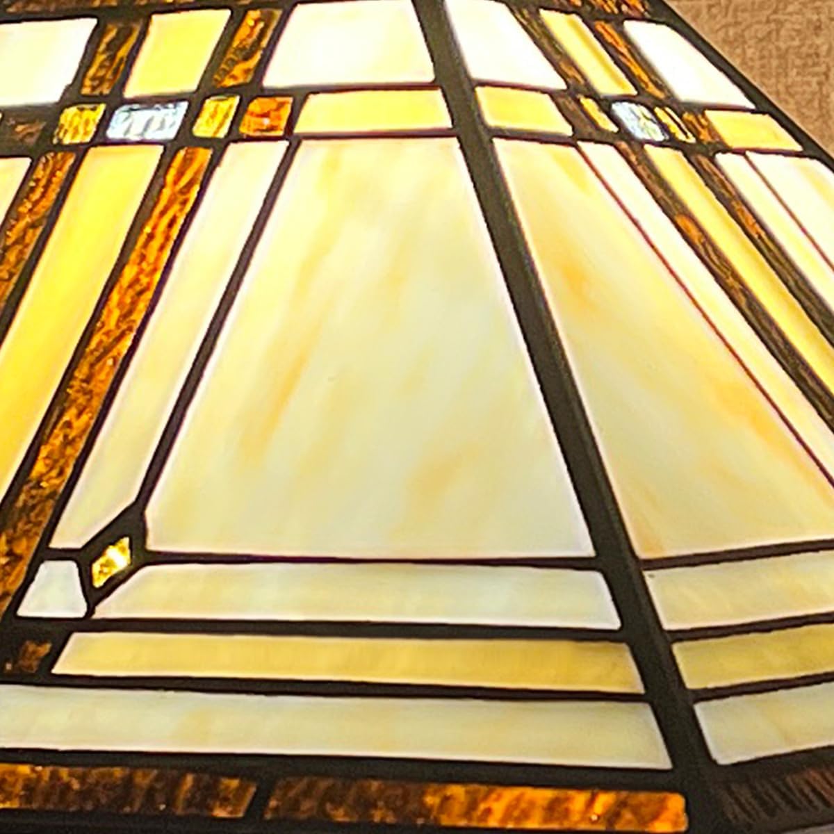 Tiffany Lamp Handcrafted Stained Glass Table Lamp 19" High Cream Color -  BigGreenBear.com table lamp 149.89 USD Big Green Bear