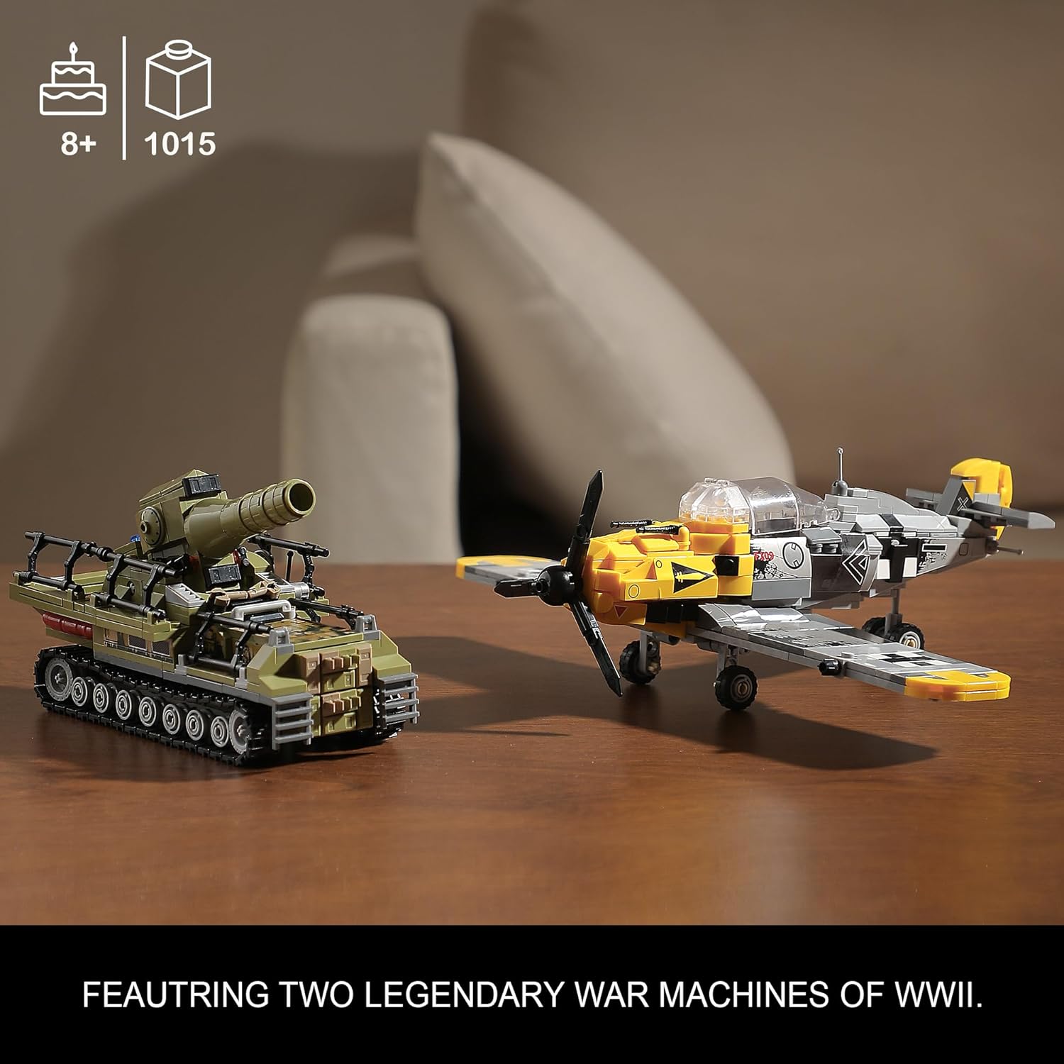 1015PCS BF109 Plane Fighter Jet & a Karl Giant Mortar Tank, Great WWII Army Airplane -  BigGreenBear.com Building Toys 29.99 USD Big Green Bear