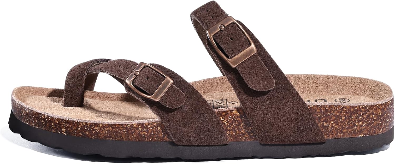 Women's Genuine Suede Cork Footbed Sandals -  BigGreenBear.com clothing 29.99 USD Big Green Bear