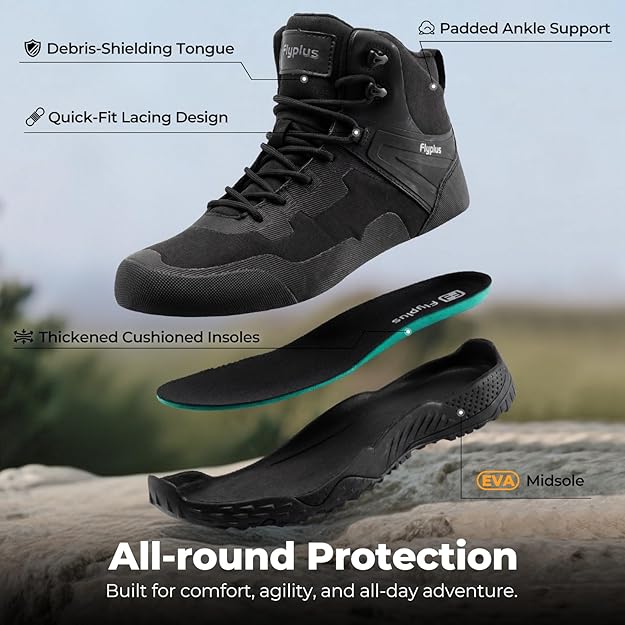 Non-slip rubber outsole and shock-absorbing EVA midsole for tactical work boots