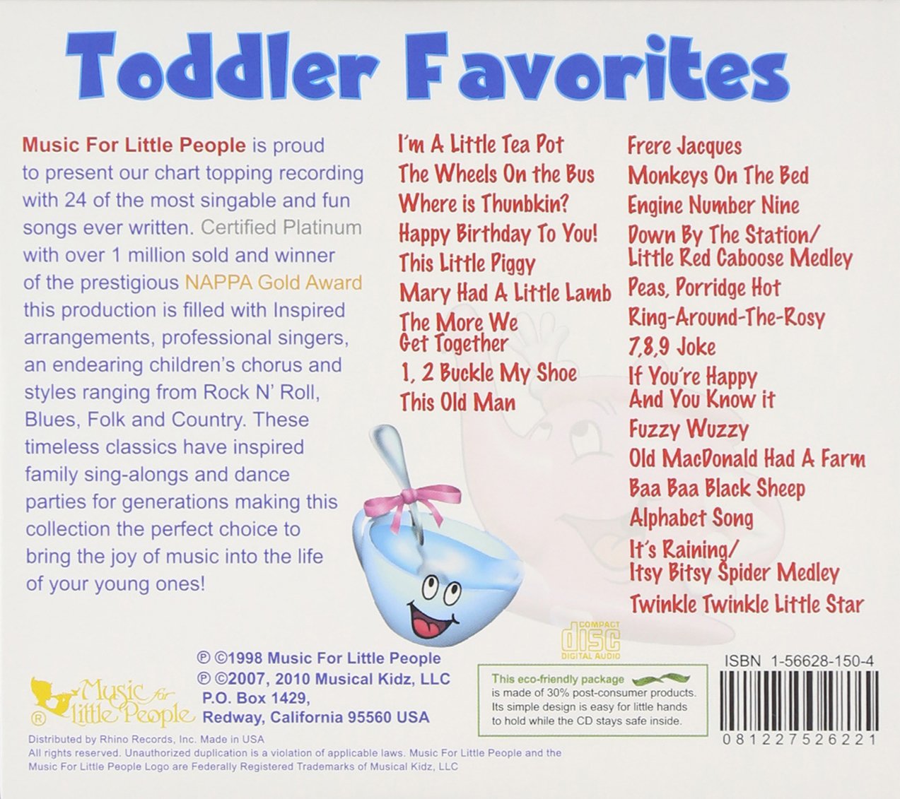 Toddler Favorites by Music for Little People - Audio CD (1996) NEW -  BigGreenBear.com CDs 11.89 USD Big Green Bear