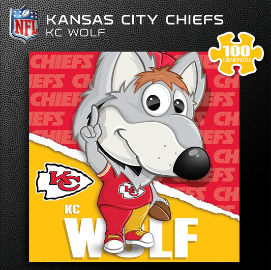100 Piece Licensed NFL Jigsaw Puzzle for Kids - Kansas City Chiefs - KC Wolf -  BigGreenBear.com puzzles 14.95 USD Big Green Bear