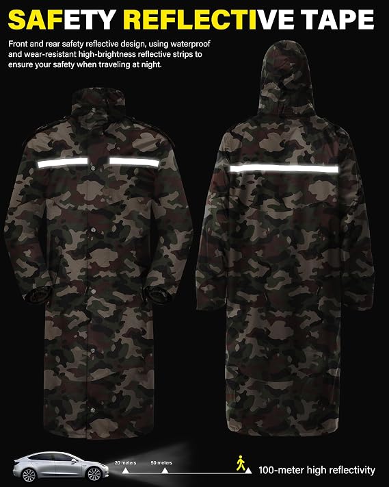 Waterproof Camo Hiking Hunting Long Raincoat