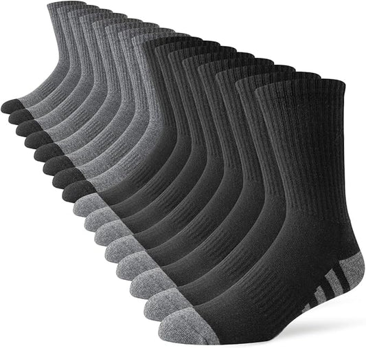 8 Pairs Men's Crew Work Socks - Breathable Cushion Athletic Biggreenbear.com Big Green Bear