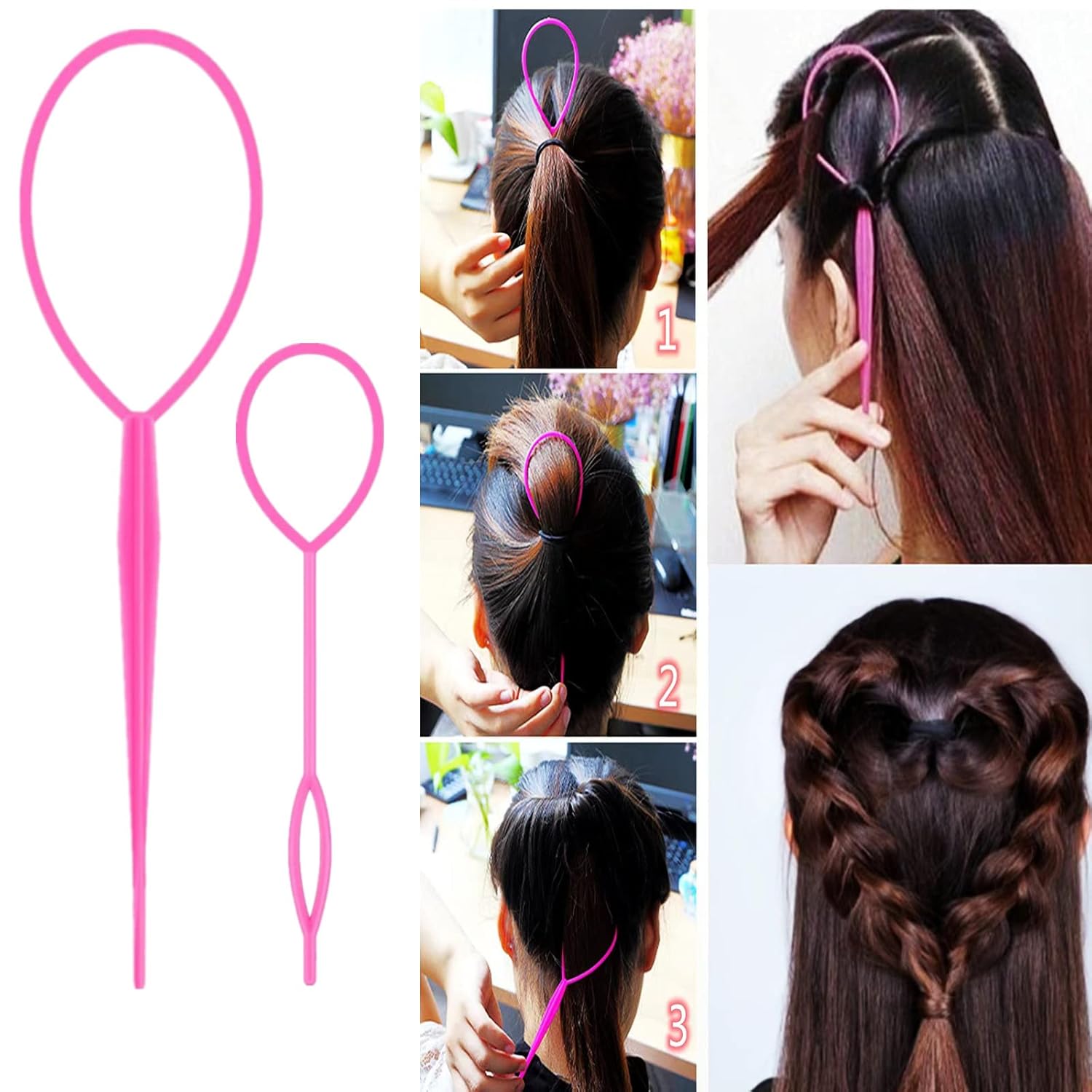 8Pcs Hair Brushes Set for Woman Girl hair Styling, Edge & Back Brushing, Pink -  BigGreenBear.com Beauty Products 3.65 USD Big Green Bear