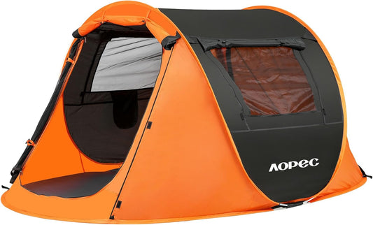 AOPEC 6 Person Instant Pop Up Tent in Orange for Family Camping - Big Green Bear