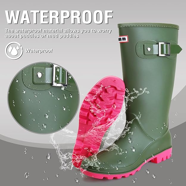 Rain Boots for Women, Waterproof Knee-high Rubber Boots, Comfortable -  BigGreenBear.com clothing 46.00 USD Big Green Bear
