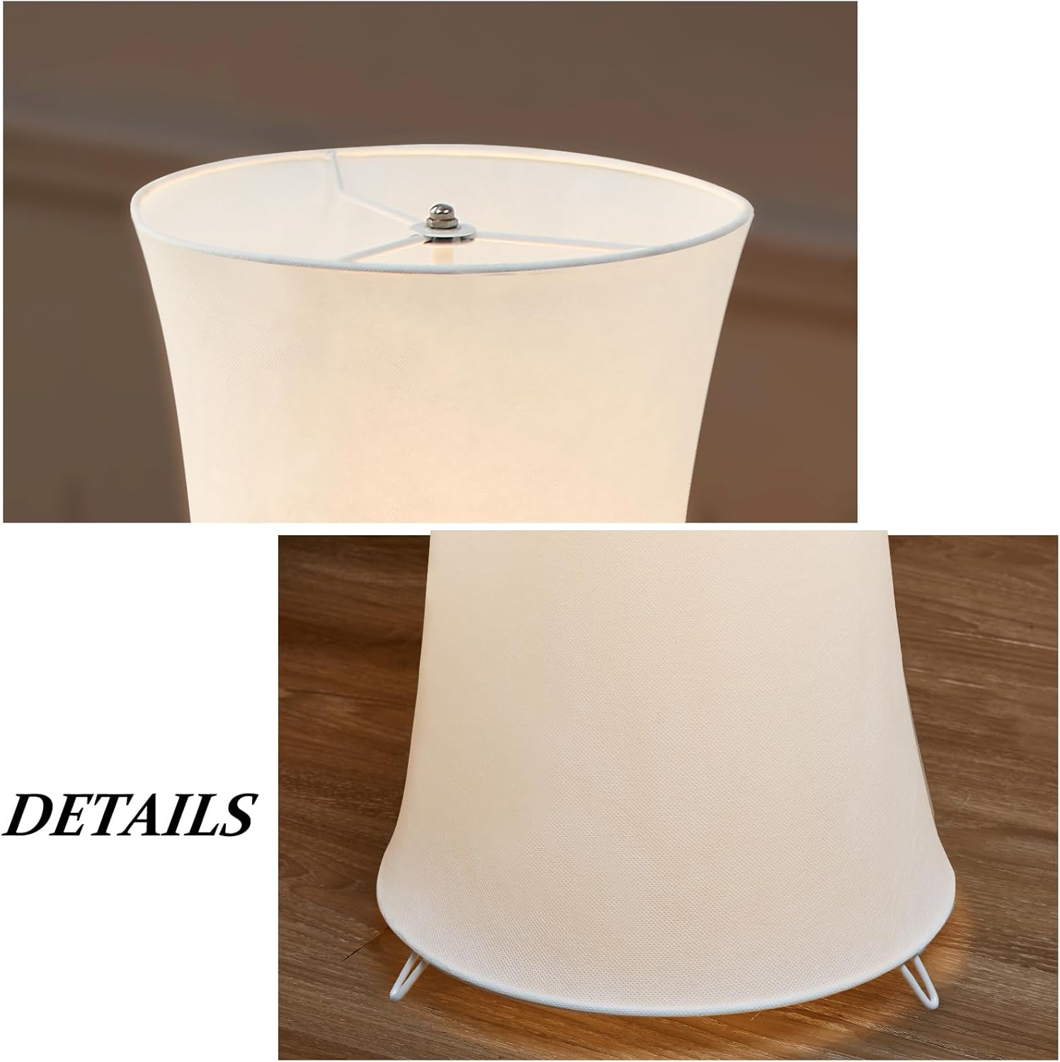 46“ Floor Lamp for Living Room, 3 Color Temperature White Fabric Lampshade -  BigGreenBear.com Lighting 49.99 USD Big Green Bear