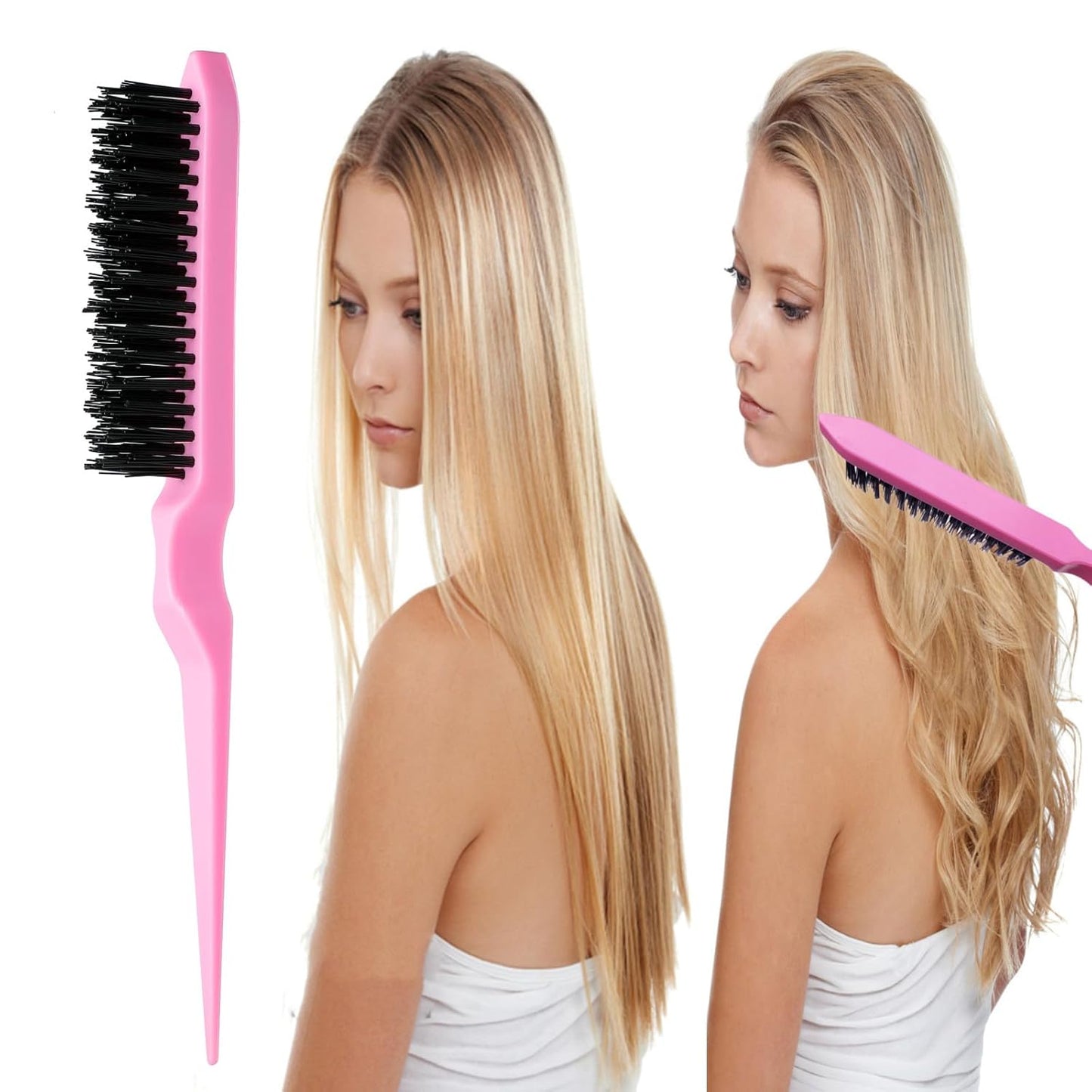 8Pcs Hair Brushes Set for Woman Girl hair Styling, Edge & Back Brushing, Pink -  BigGreenBear.com Beauty Products 3.65 USD Big Green Bear