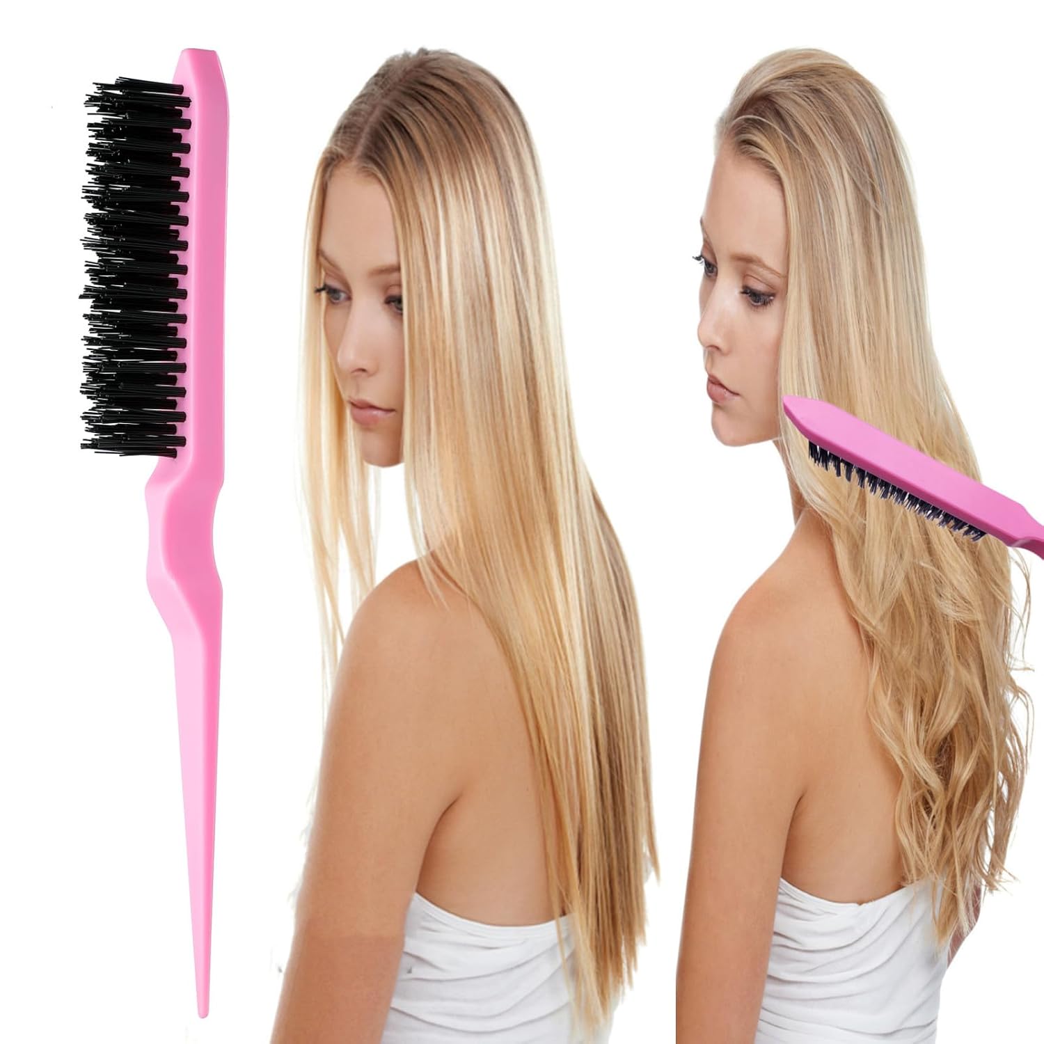 8Pcs Hair Brushes Set for Woman Girl hair Styling, Edge & Back Brushing, Pink -  BigGreenBear.com Beauty Products 3.65 USD Big Green Bear