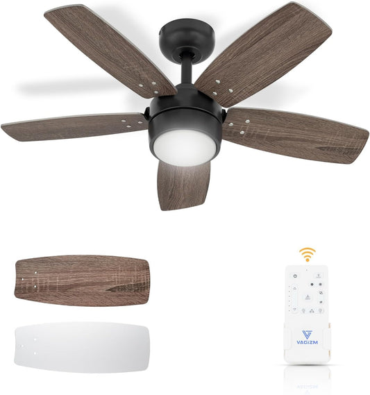 Ceiling Fan 36'' with Light Remote Control - Dimmable with 6 Speeds