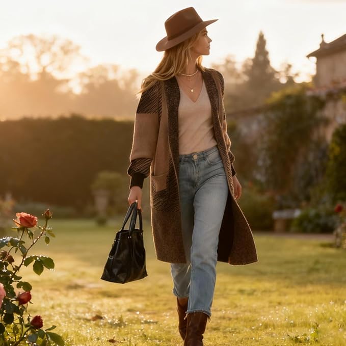 Women's Cardigan Chunky Open Front Sweater Long Knit -  BigGreenBear.com clothing 49.99 USD Big Green Bear