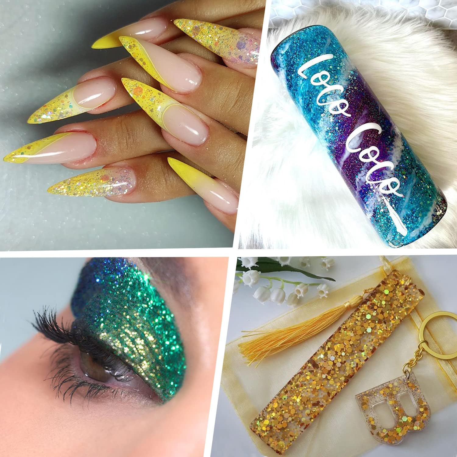 Holographic Chunky Glitter, Set of 36 Colors Craft Glitter