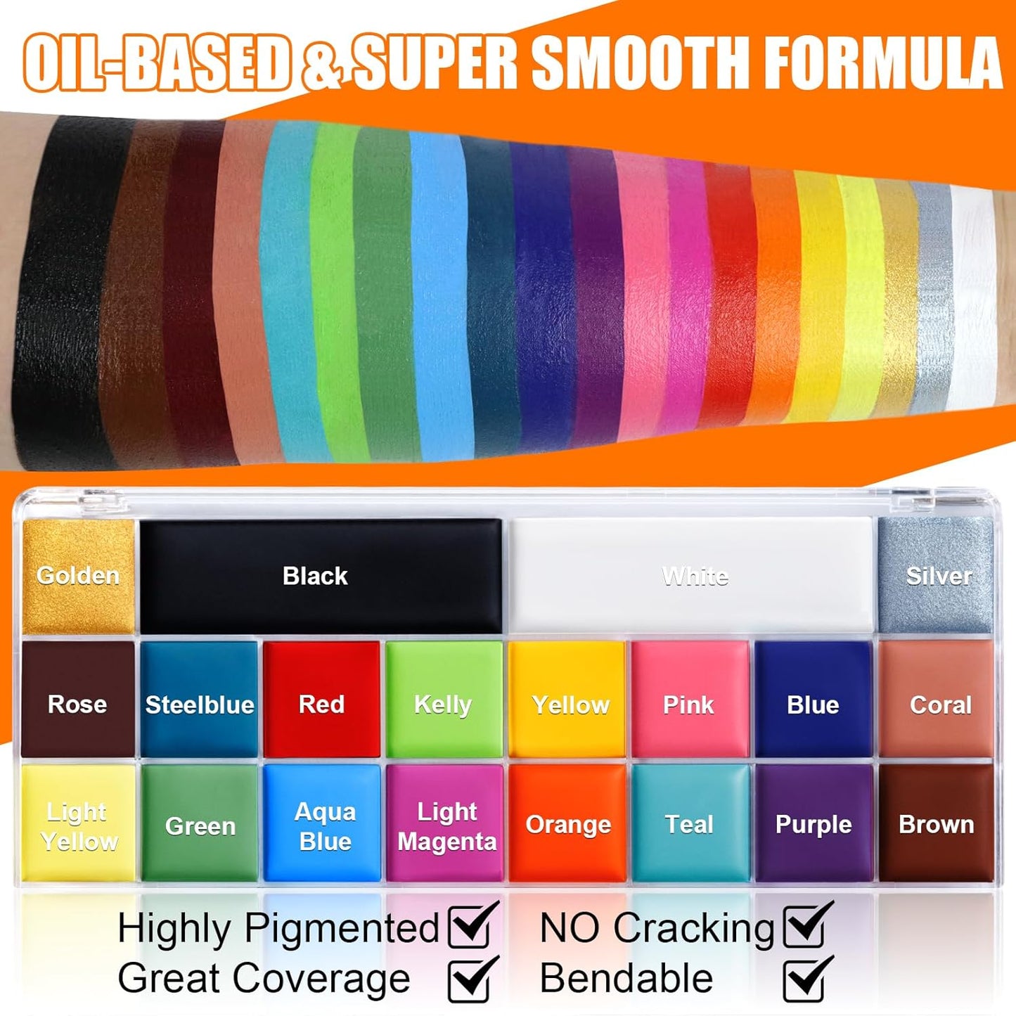Face Body Paint Kit, 20 Colors Oil Based Painting Palette