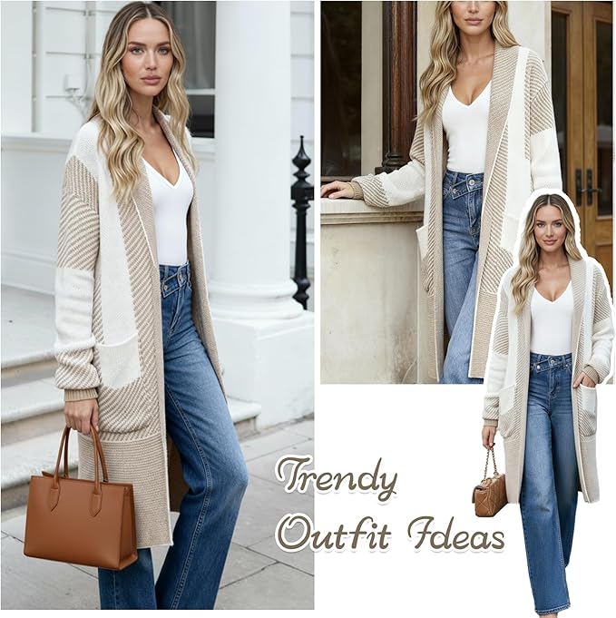 Women's Cardigan Chunky Open Front Sweater Long Knit -  BigGreenBear.com clothing 49.99 USD Big Green Bear