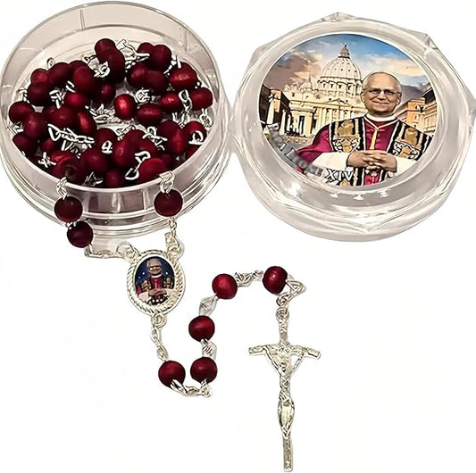 Pope Leo Xiv Rosary Handmade Wooden Rosary Beads Catholic Necklace -  BigGreenBear.com jewelry 18.99 USD Big Green Bear