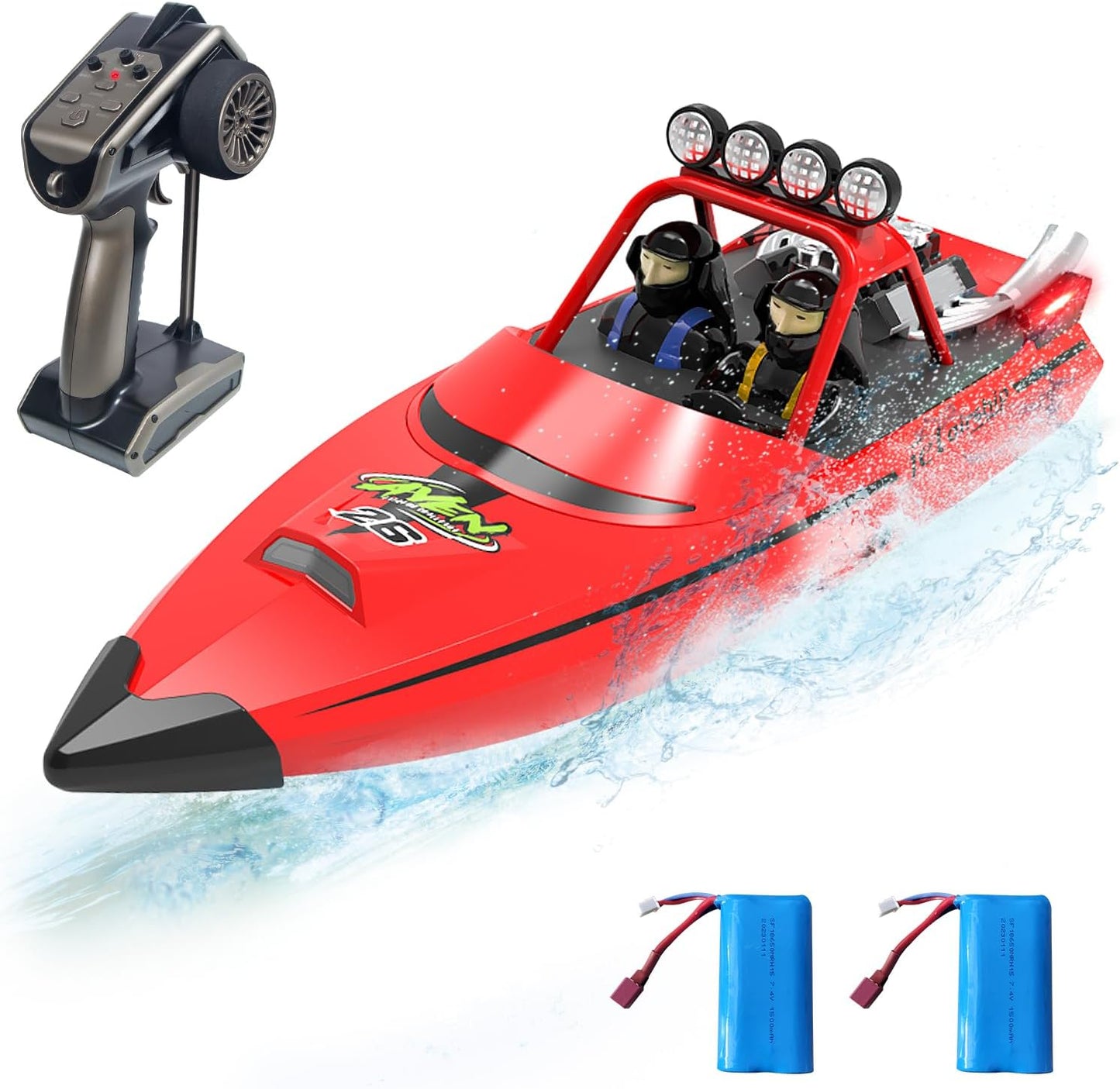2.4GHz Remote Control Boats with LED Light, 20MPH Fast Speed Racing -  BigGreenBear.com rc boats 75.00 USD Big Green Bear