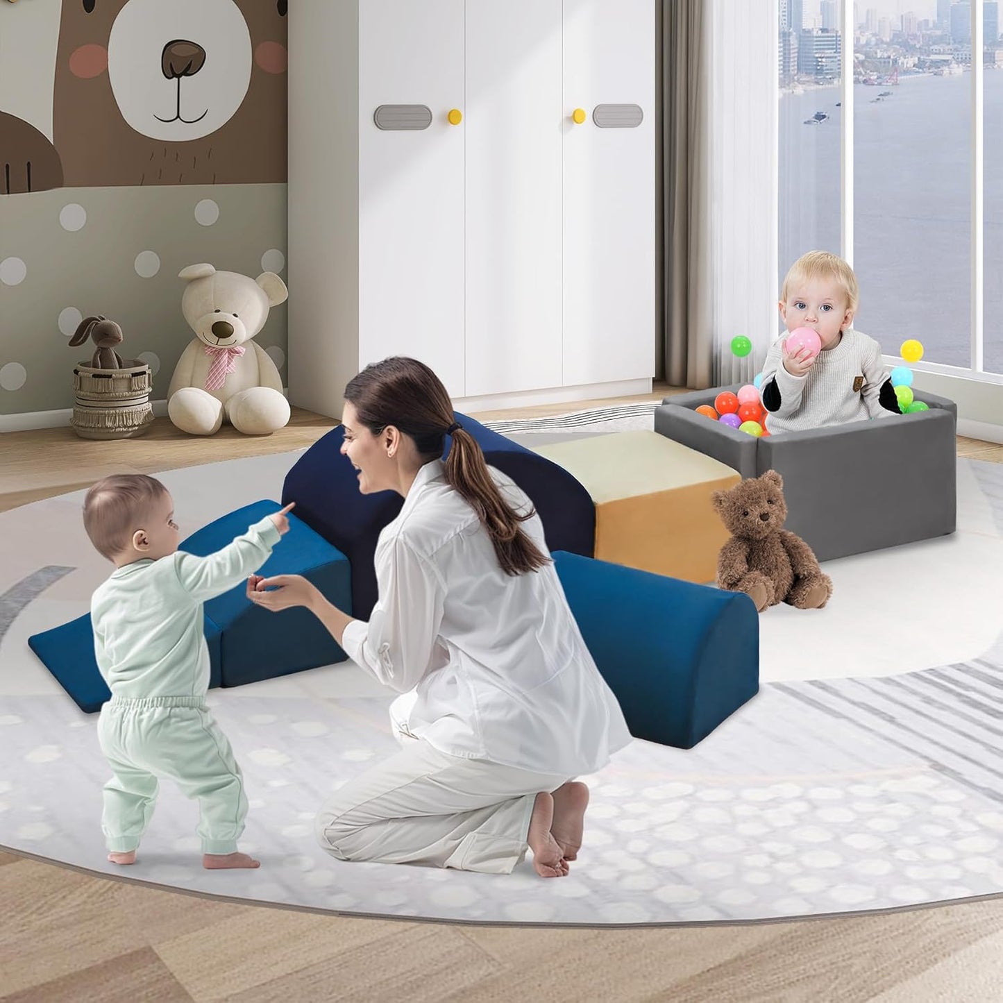 7 Pieces Climbing Toys and Blocks - Indoor Soft Foam Climber PlaySet