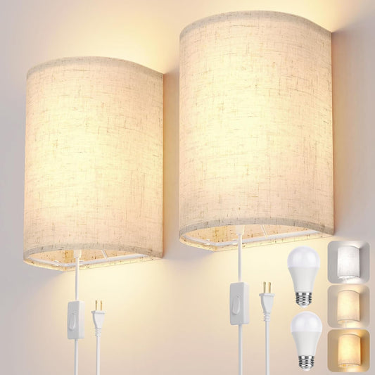 Plug in Wall Sconces Set of Two