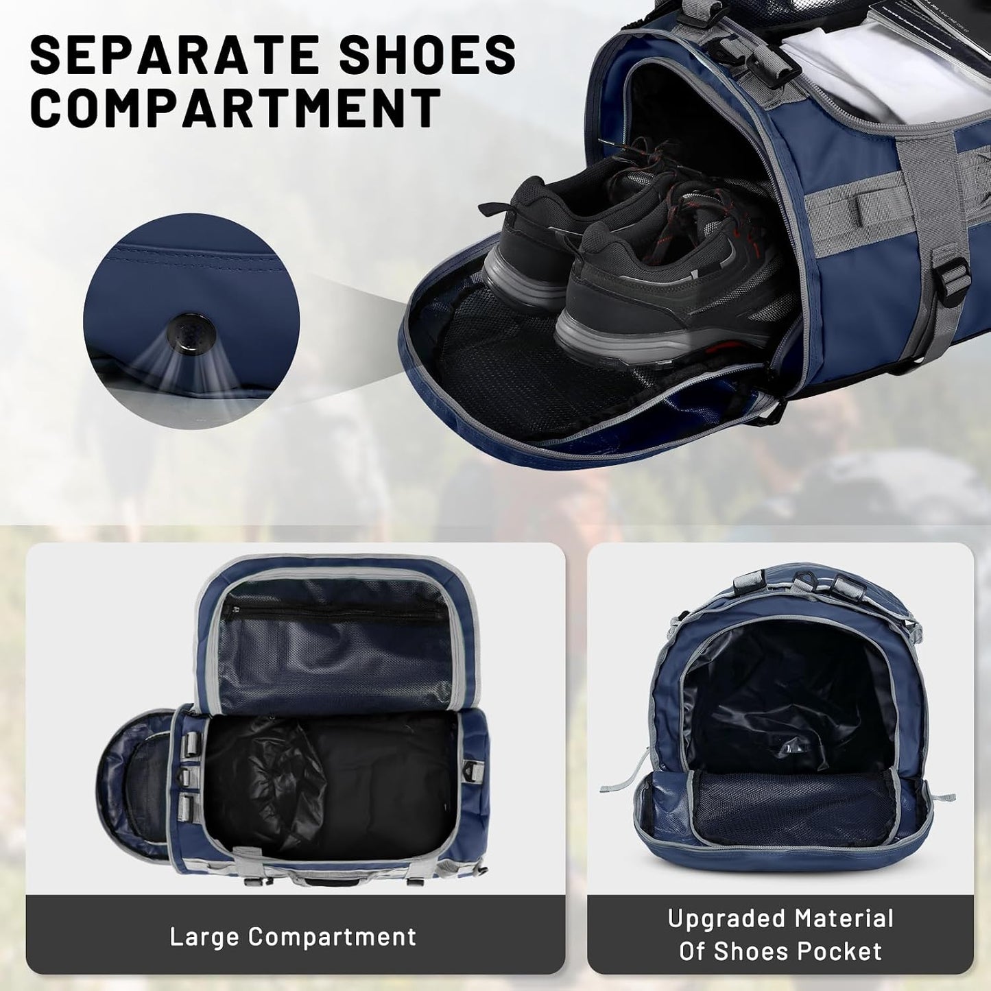 Heavy-Duty 45L Sports Duffel Bag Backpack