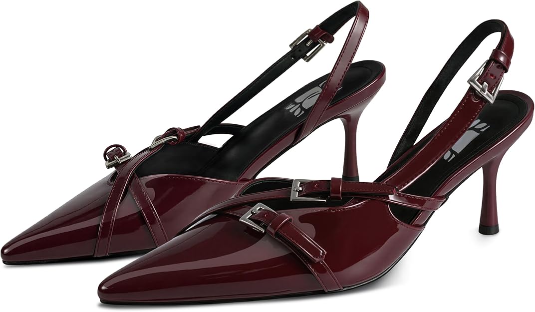 Kitten Heels for Women Pointed Toe Slingback Heels Closed Toe -  BigGreenBear.com clothing 44.55 USD Big Green Bear