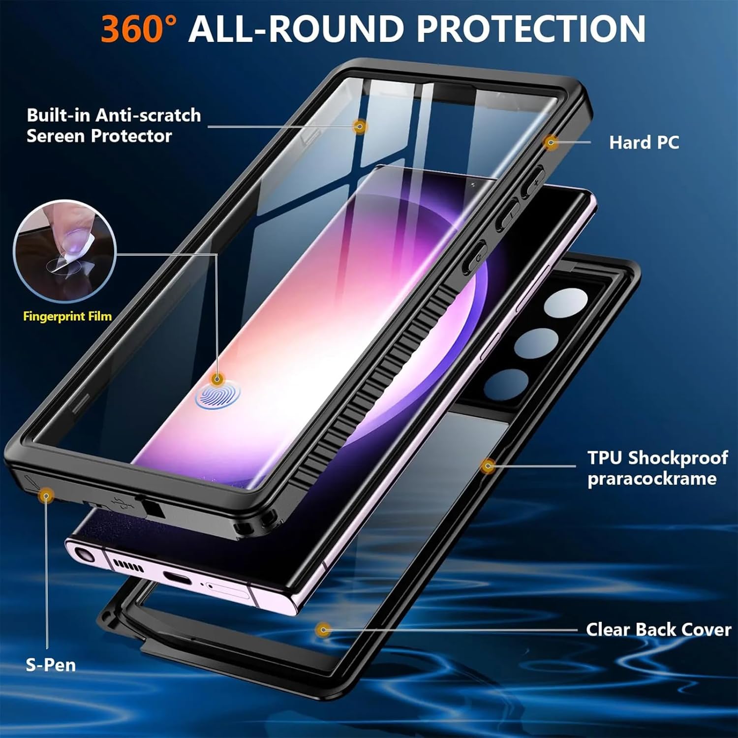 Waterproof Case for Samsung Galaxy S24 Ultra/S24 Plus/S24, IP68 with Built-in Screen Protector -  BigGreenBear.com cell phone 19.95 USD Big Green Bear