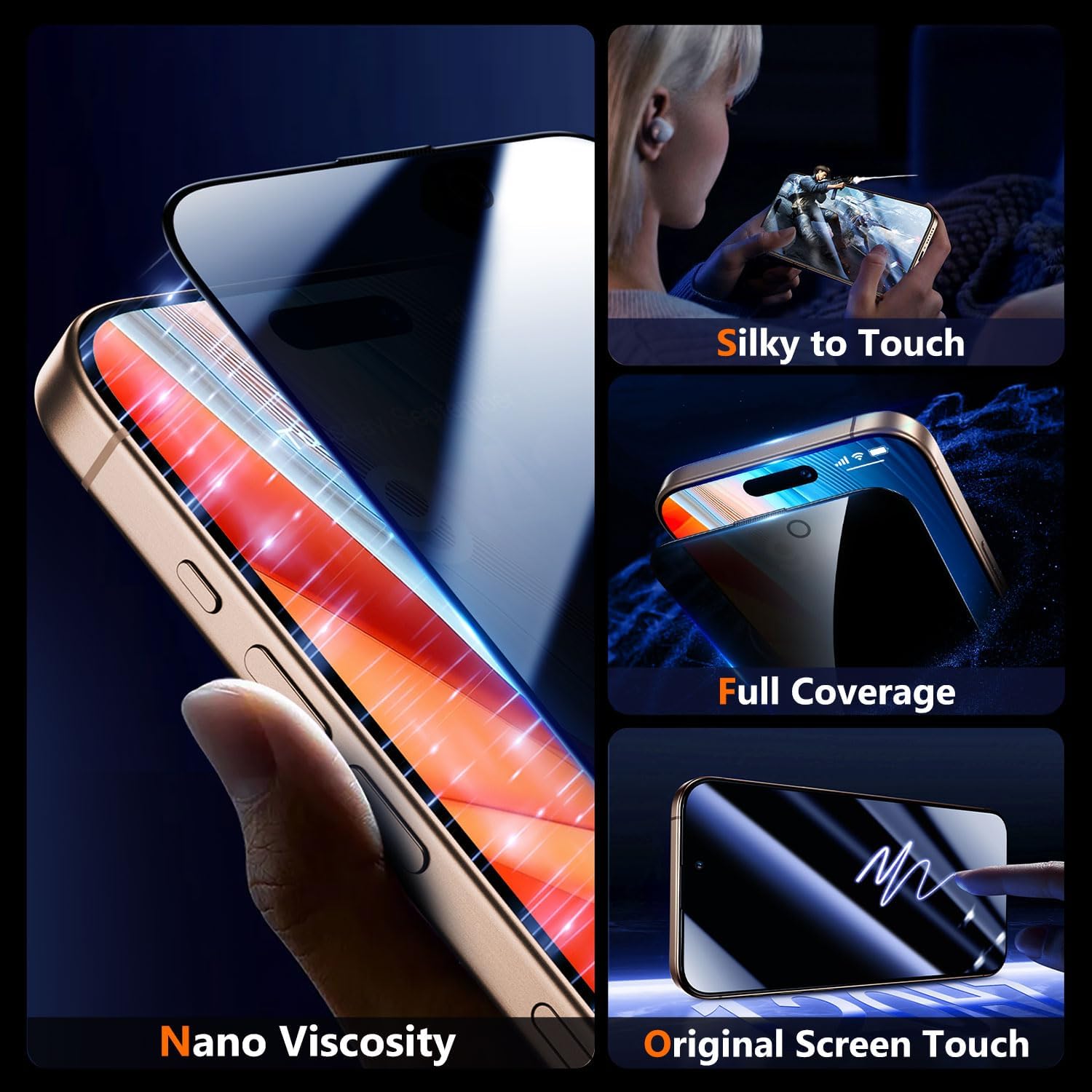 UniqueMe for iPhone 16 Pro Privacy Screen Protector - [Military Grade Shatterproof & 9H+ Hardness] -  BigGreenBear.com cell phone 22.99 USD Big Green Bear